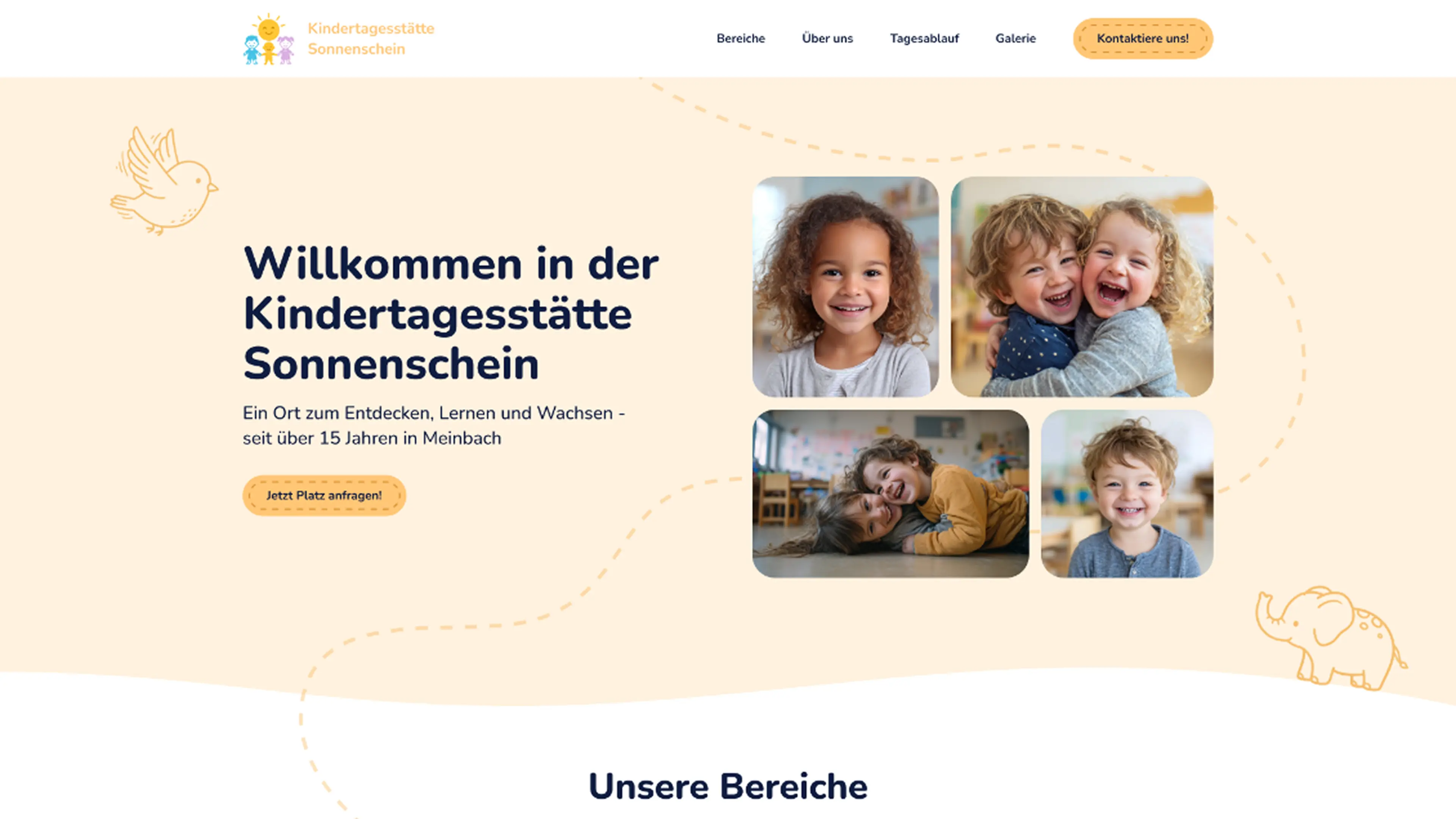 Hero Sektion der Bodoni Webseite