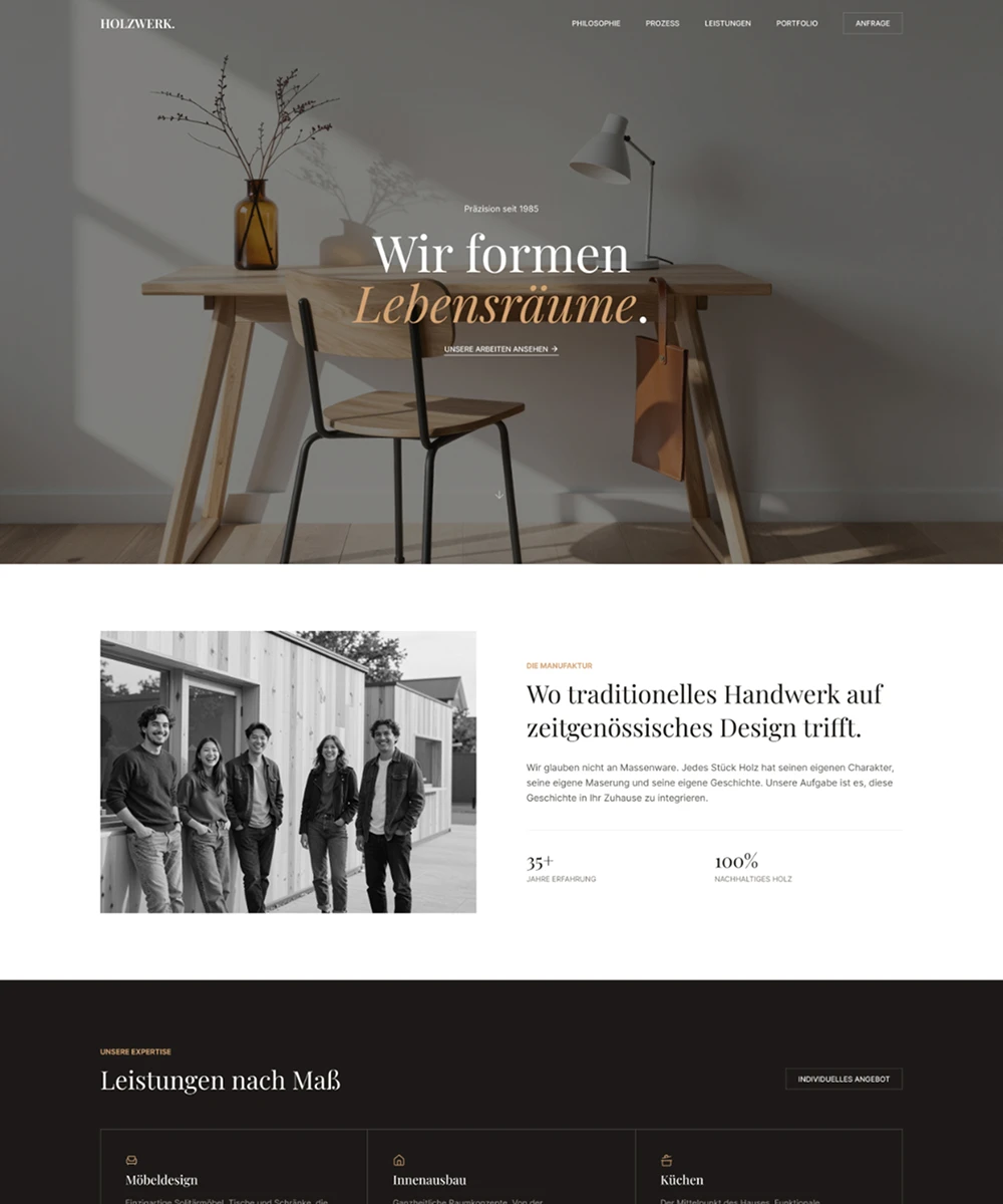 Bild der Webseite von Holzwerk entwickelt von Lixify