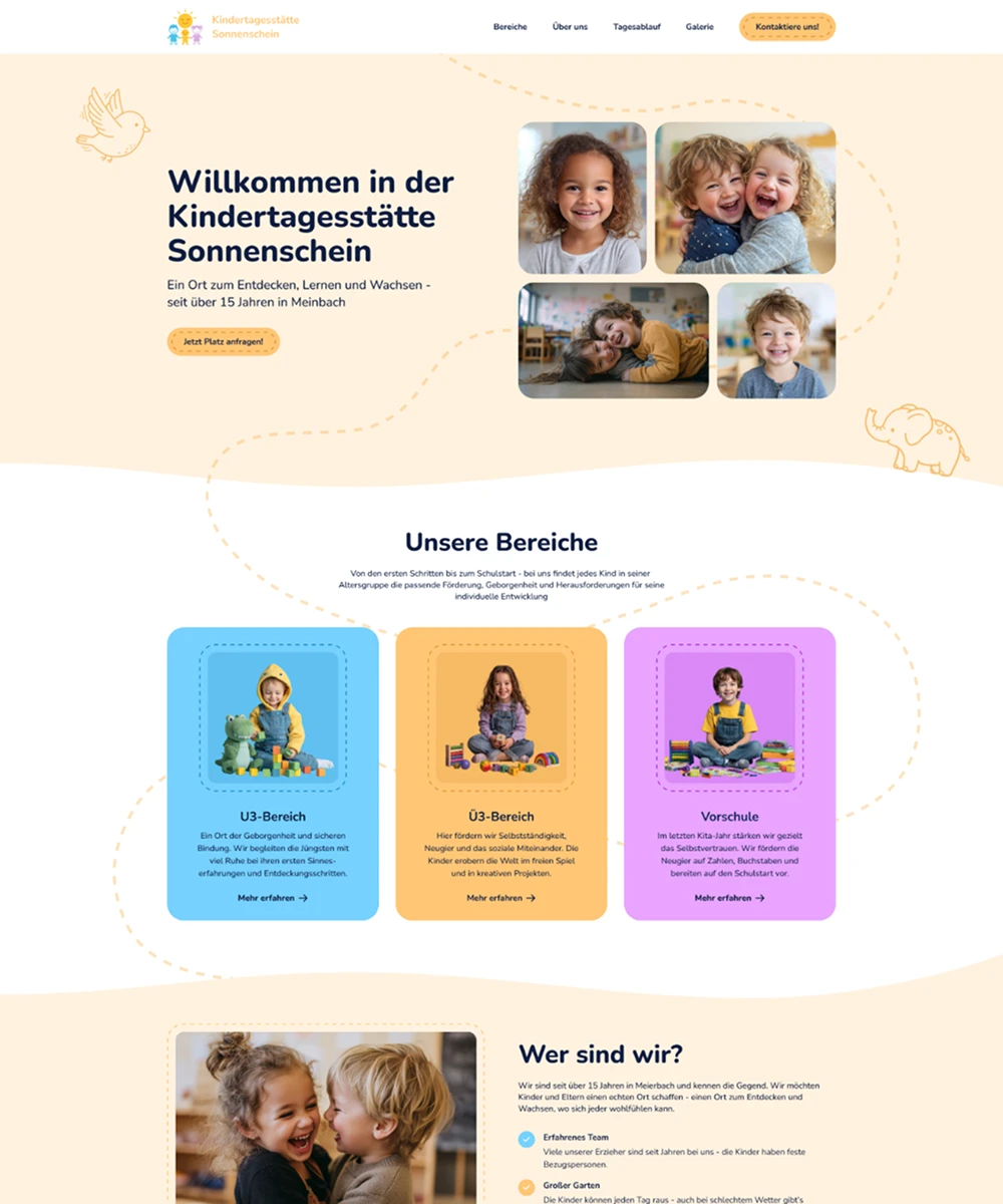 Bild der Webseite von Kita Sonnenschein entwickelt von Lixify