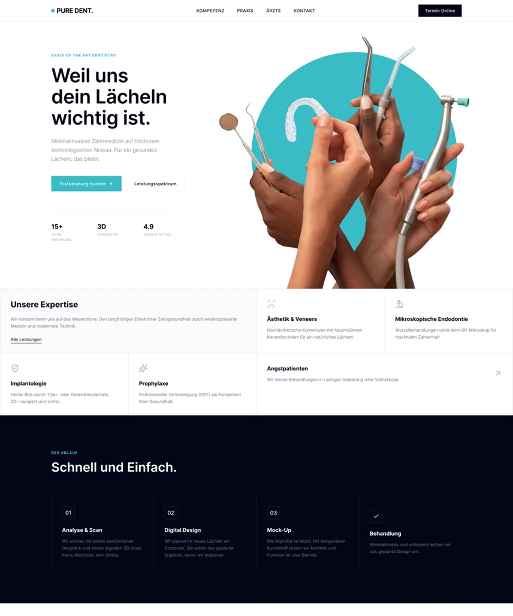 Bild der Webseite von Pure Dent entwickelt von Lixify